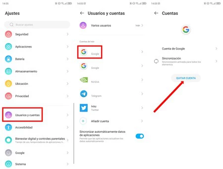 Gmail アカウントを削除する