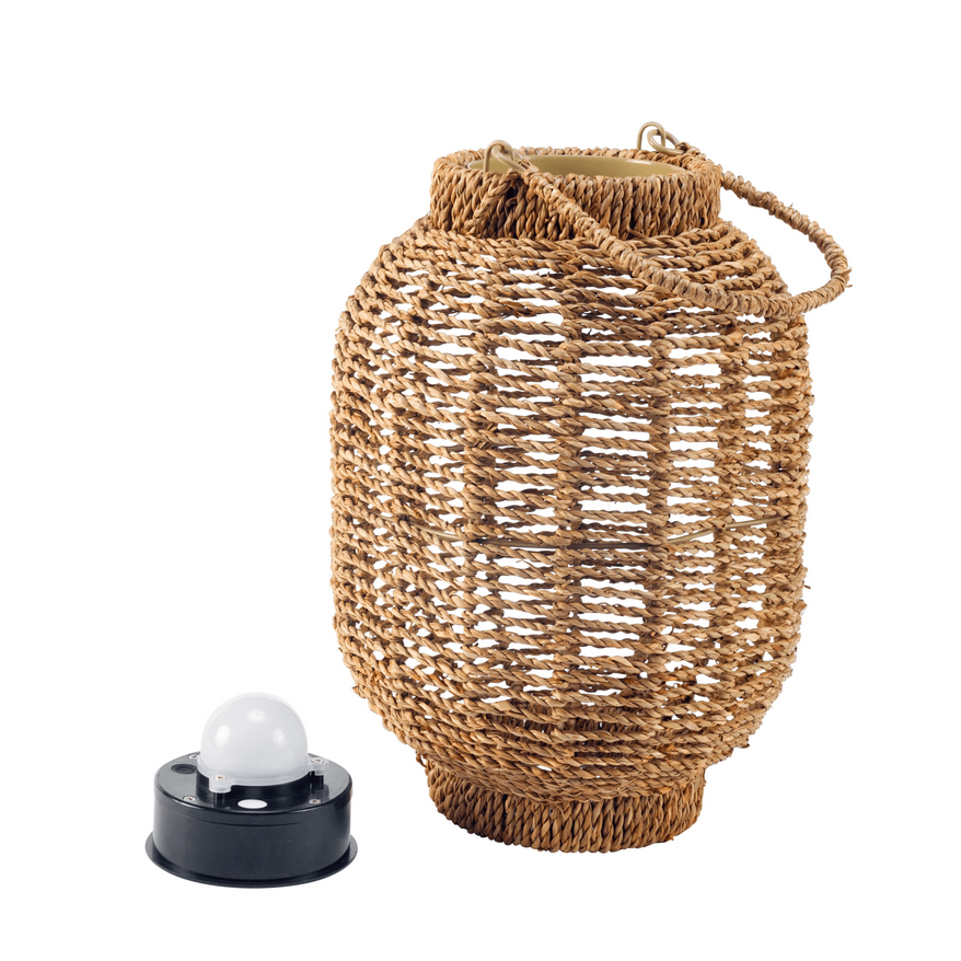 Lámpara solar sin cables de bambú exterior