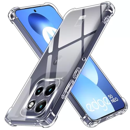 ivoler Funda para Motorola Moto Edge 60 Neo 5G / Edge 50 Neo 5G, Carcasa Protectora Antigolpes Transparente con Cojín Esquina Parachoques, Suave TPU Silicona Caso Delgada Anti-Choques Case