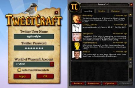 TweetCraft, cliente twitter para World of Warcraft