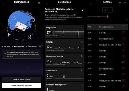 Obstrucciones y microcortes detectados por la antena