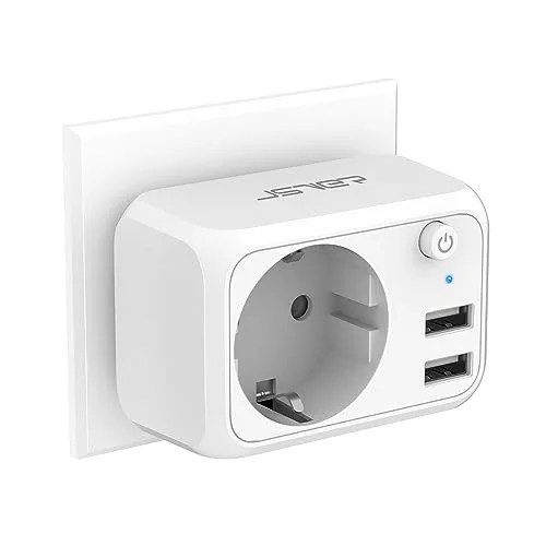 Ladron Enchufe USB 4000W, JSVER Cargador USB de 2 Puertos con 1 Toma de CA