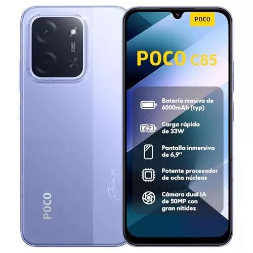 XIAOMI POCO C85 - Smartphone de 8+256GB, Cámara Dual de 50MP con AI