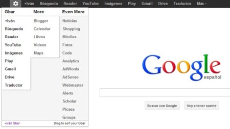 Ordena la barra de Google a tu gusto en Chrome con +You Gbar