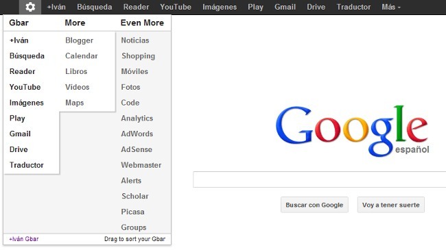 Ordena la barra de Google a tu gusto en Chrome con +You Gbar
