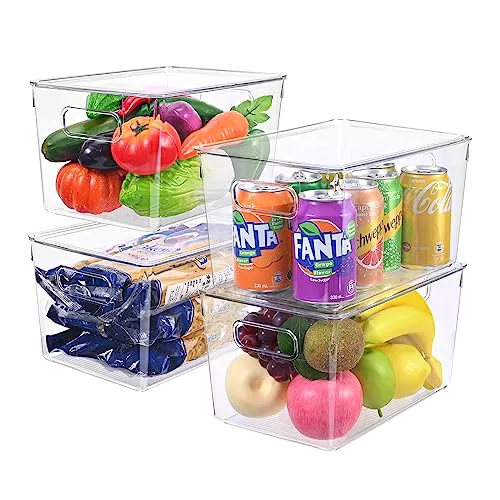 Foydream Organizador Nevera Transparente y Apilables, Juego de 4 Cajas