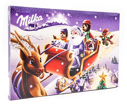 Milka - Calendario de Adviento con figuras de chocolate con leche y rellenas, 200 g