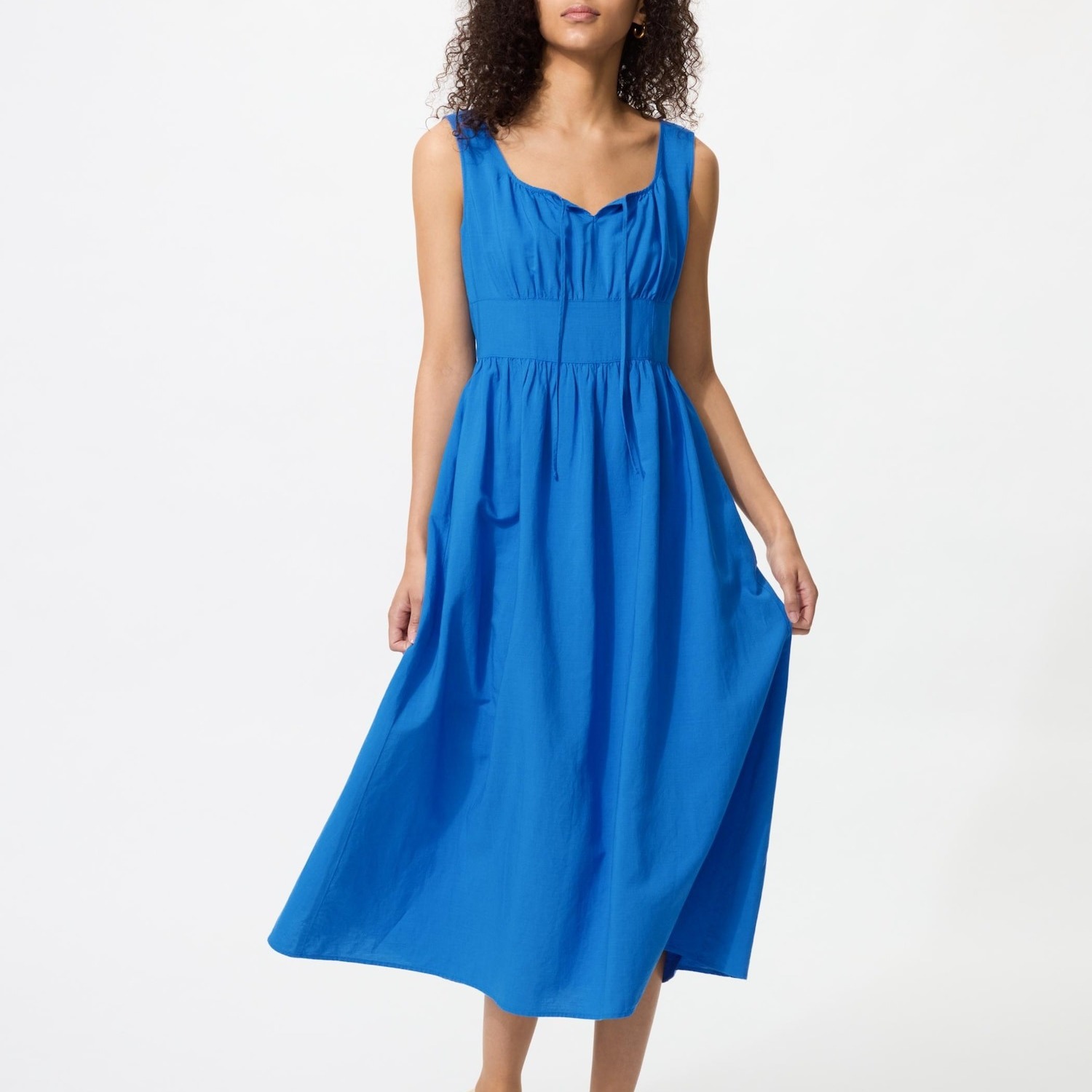 Vestido lino mezcla sin mangas
