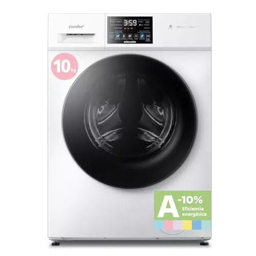 COMFEE' Lavadora Secadora 2 en 1, 10KG/7KG Clase A -10%/D CFP03ED100W-HL | Motor BLDC Silencioso, Cuidado con Vapor, Secado Automático con Sensor, Aprobación Woolmark, Panel Táctil LED, Blanco
