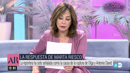 Ana Rosa Quintana lee el comunicado redactado por Marta Riesco