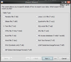 Navicat エクスポート ウィザード