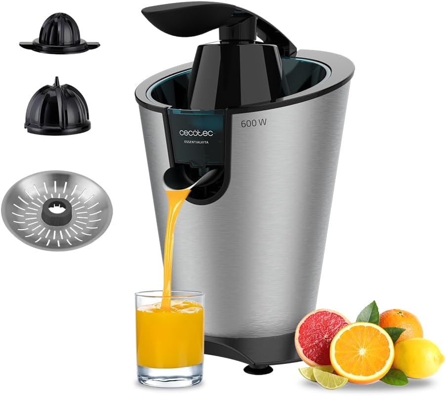 Cecotec EssentialVita Hyden 600 Steel Exprimidor de Brazo 600W Acero Inoxidable