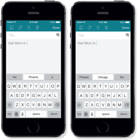 SwiftKey aparece en iOS en una aplicación específica: 'Note'