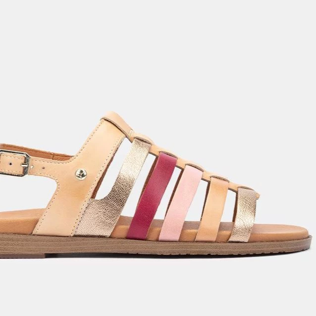 Sandalias planas Formentera de mujer en piel cierre hebilla

