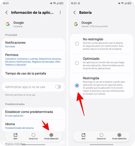 Capturas App Google Ajustes