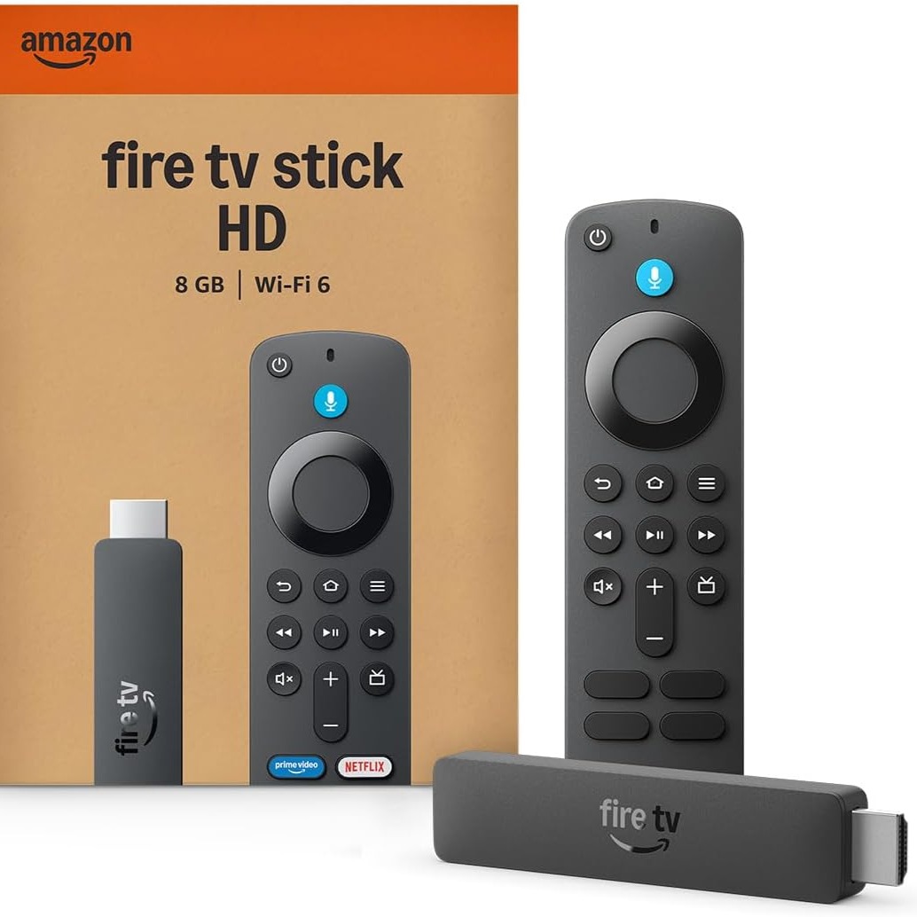 Amazon Fire TV Stick HD (modelo mais recente), Controle Remoto por Voz com Alexa, alimentado pela TV, com configuração simples e Acesso Antecipado à Alexa+

