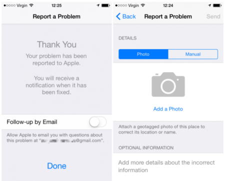 iOS 8 mejorará la herramienta para informar de un error en sus mapas