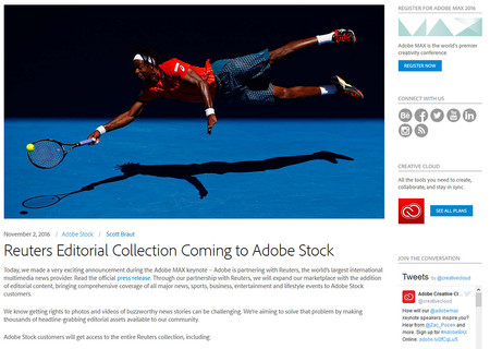 Adobe anuncia un acuerdo con Reuters y presenta novedades en sus apps durante el MAX 2016