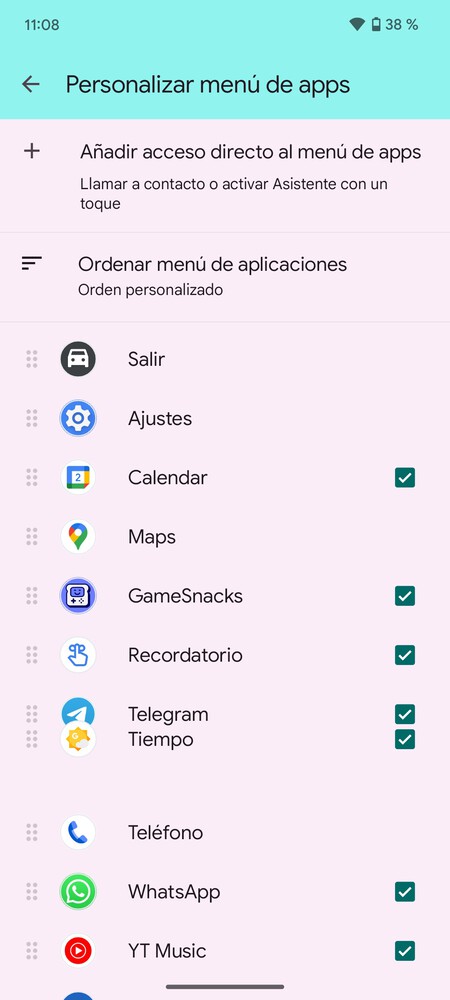 Personalizar menu