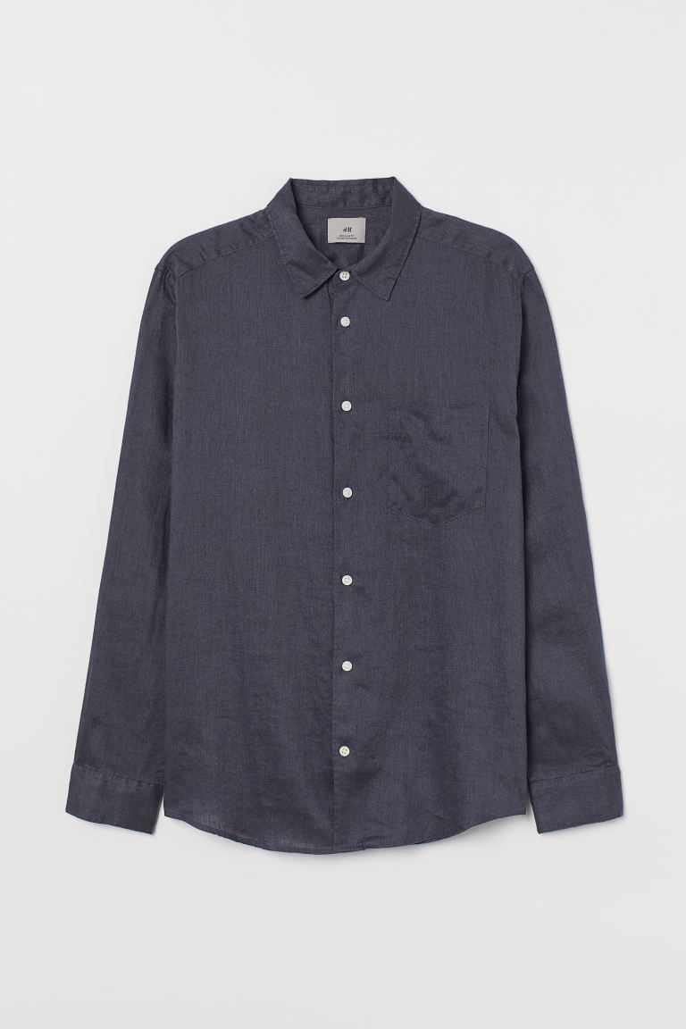 Camisa de lino Regular Fit azul marino