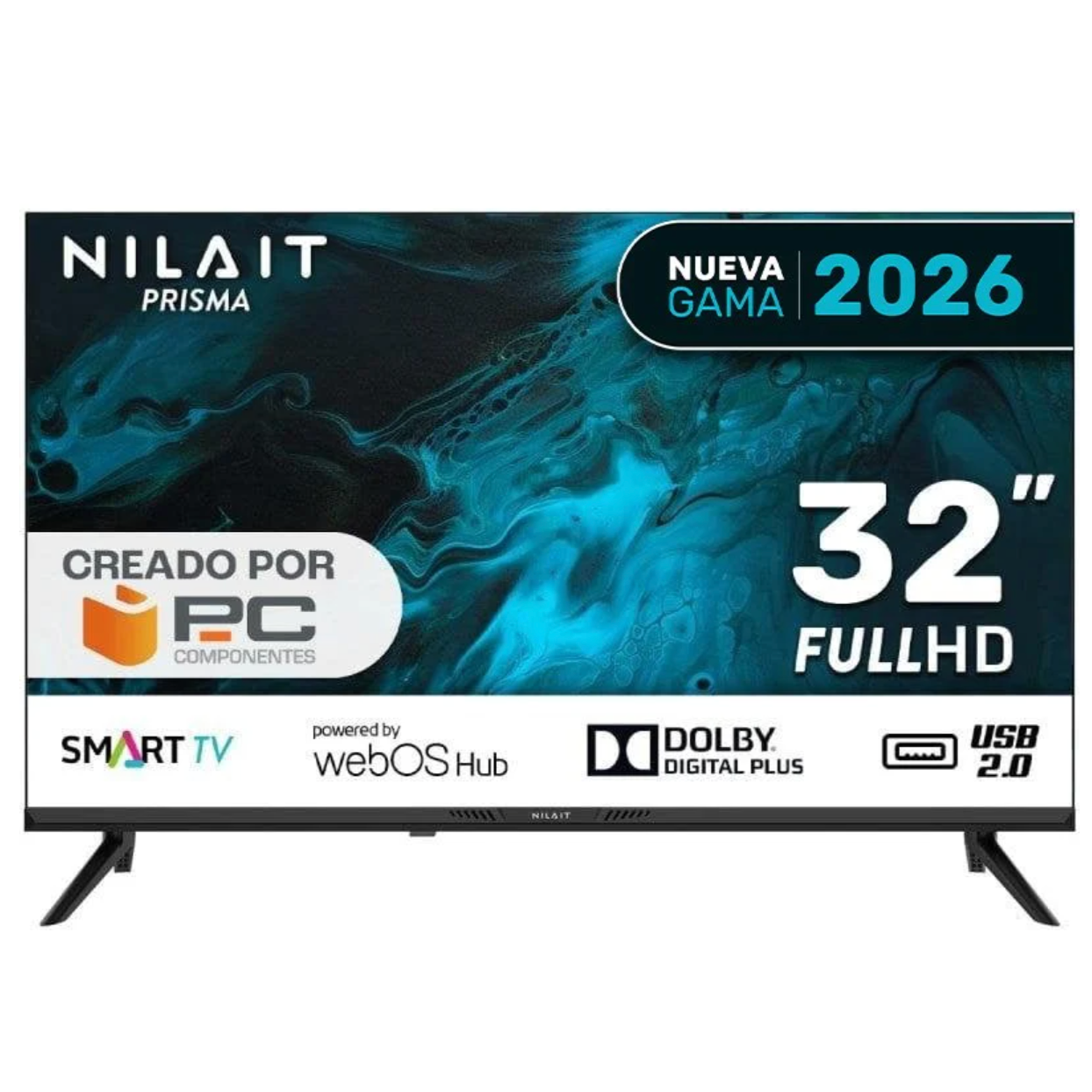Panel Full HD de 32 pulgadas, poco habitual en este tamaño. Compatibilidad HDR10 y HLG. Sistema webOS. Diseño limpio y marcos reducidos, pensados para integrarse en cualquier estancia.