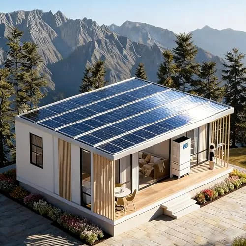 Casa pequeña modular expandible con energía solar, contenedor con dormitorio, baño y cocina