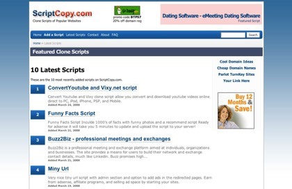 ScriptCopy.com, busca scripts similares a tus servicios web favoritos
