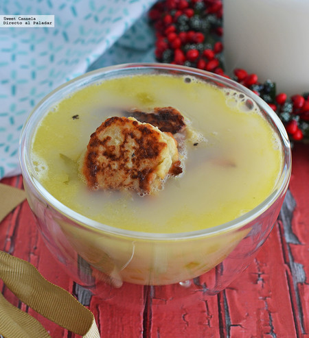 Sopa de apio con bolitas de papa. Receta