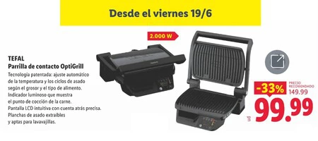 Parrilla Tefal Optigrill Folleto Lidl
