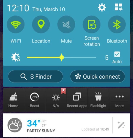 クイック設定となる永続的な通知の例