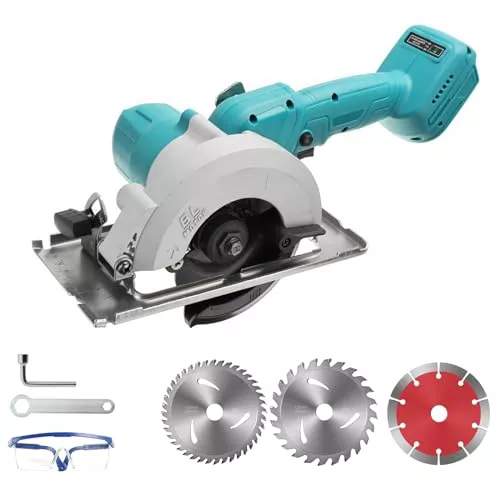 Sierra Circular a Batería para Makita 18V batería, Sierra circular de Mano con 3 Hojas de Sierra, Motor de Sin Escobillas 1800W, Bisel 0-45° / Profundidad 40mm, para Cortar Madera Metal Blando