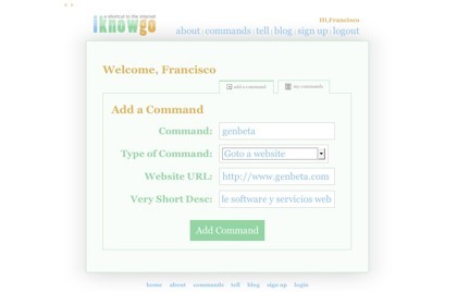 Iknowgo, asociando comandos a sitios web para su acceso rápido