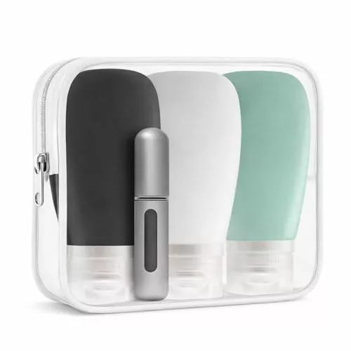 Kit Viaje Avion Botes De víaje Rellenables 90ml + Atomizador Perfume Recargable 5Ml