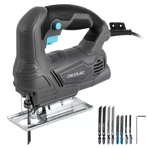 Cecotec Sierra de Calar MultiCut 4000, 400W, Cortes hasta 45º, Cable de 2m, Velocidad Regulable, Adaptador para Aspirador, Incluye 8 Sierras para Diferentes Materiales