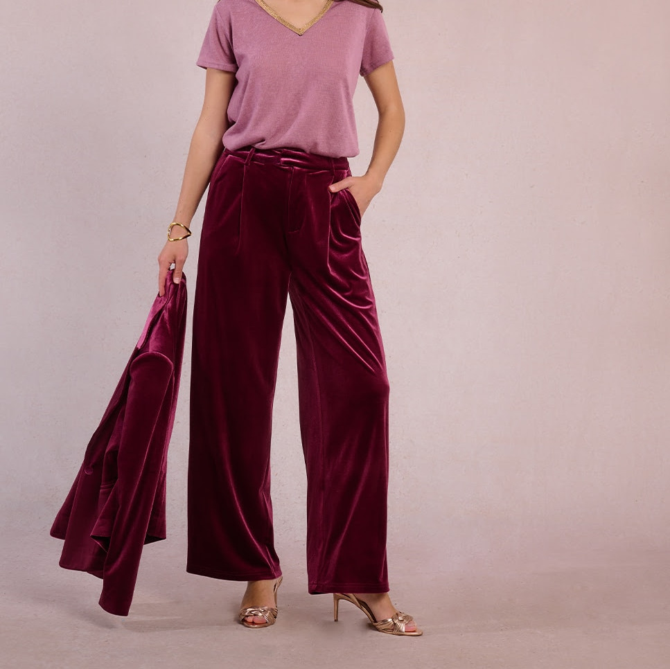 Molly Bracken - Pantalón de mujer largo en tejido de terciopelo.