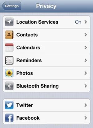 iOS 6のプライバシー設定