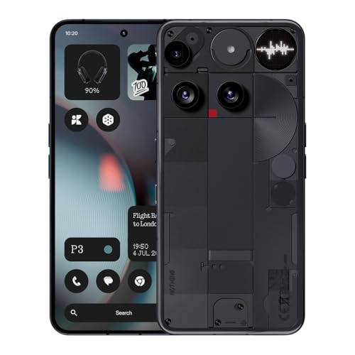 Nothing Phone (3) – Teléfono móvil con cámara triple de 50 MP, batería de carbono de silicio de 24 horas, pantalla AMOLED de 6,67 pulgadas, 120 Hz, matriz glyph, 12 GB + 256 GB, color negro