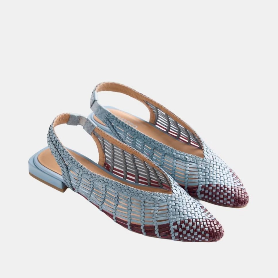 Bailarinas destalonadas de piel trenzada de Gioseppo

