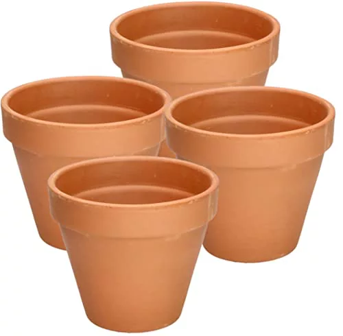 KOTARBAU® Juego de 4 macetas de Terracota con Borde 15 cm para Interiores y Exteriores