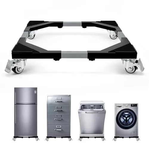 Humagineer Soporte para Lavadora con 4 Ruedas de Acero Inoxidable, Negro