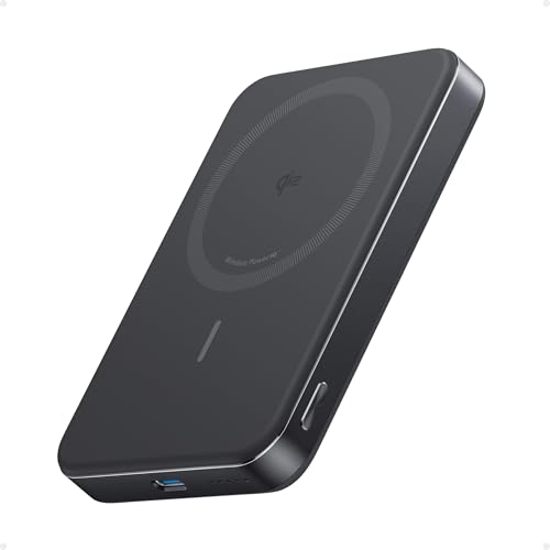 Anker MagGo - Batería magnética ultradelgada de 10.000 mAh, Certificado Qi2, portátil, 15 W, Cargador Compatible con MagSafe, diseño ergonómico, Solo para iPhone 15/14/13/12