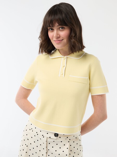 Polo De Manga Corta En Pique De Algodon Amarillo Fqg97 4 Hd1