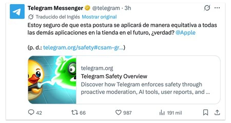 Telegram Respuesta Apple