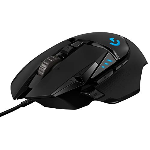 Logitech G502 Hero Mouse Gaming con Cable, Sensor Hero 25K, LIGHTSYNC RGB, Peso Ajustable, 11 Botones programables, Memoria integrada - Negro