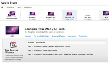 La Apple Store añade las configuraciones más populares a su sistema de compra