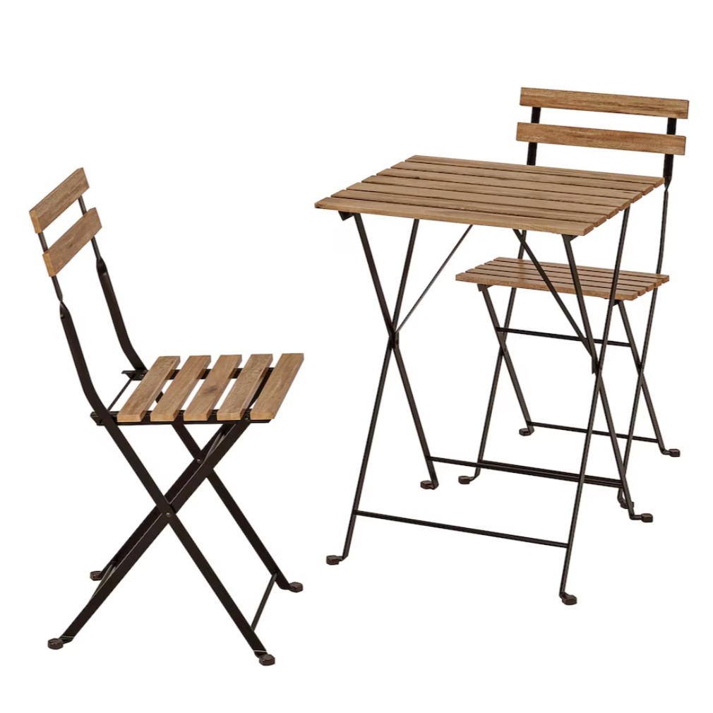 TÄRNÖ
Mesa con 2 sillas de exterior, negro/tinte marrón claro
