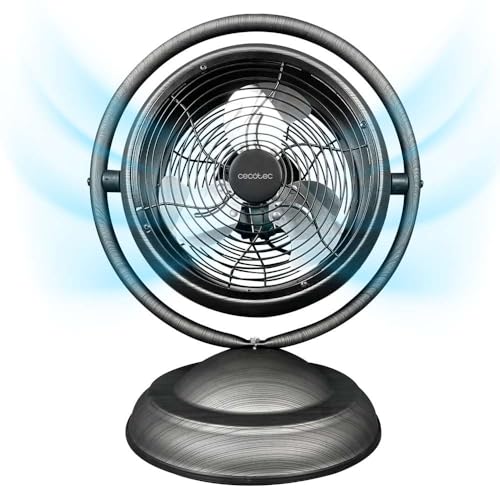 Cecotec Ventilador de Sobremesa EnergySilence 1000 RetroDeskWood, 20W de potencia, 10 Pulgadas, 3 Aspas aerodinámicas, 3 Velocidades, Inclinación ajustable, Diseño Minimalista