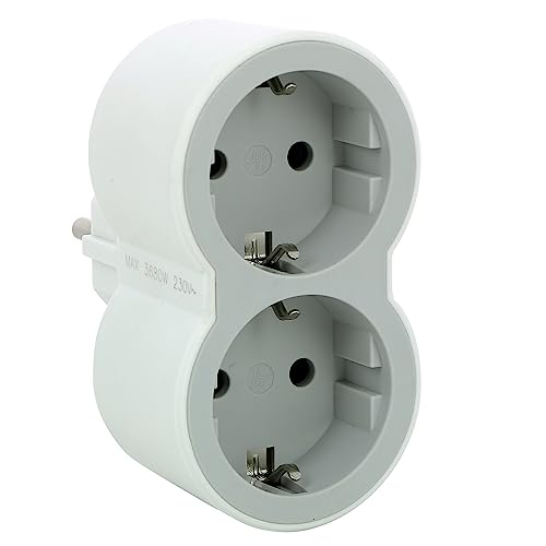 LEGRAND Adaptadores doble 2P+T, 2 tomas frontales Blanco/gris claro 694516