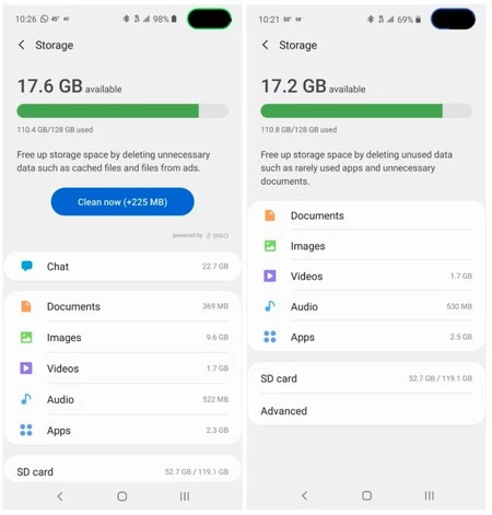 Samsung の Qihoo 360 メンテナンスの前後