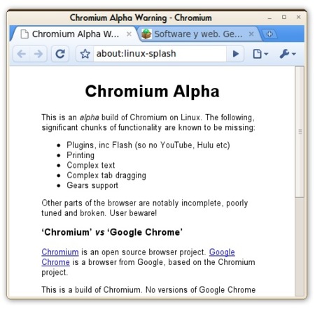 Chromium Browser para GNU/Linux alcanza el estado de Alpha